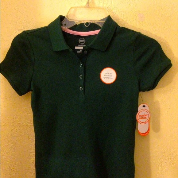 New W/T Wonder Nation Polo Style Green Shirt Unisex Fade Resistant/Tag Free - Picture 7 of 10